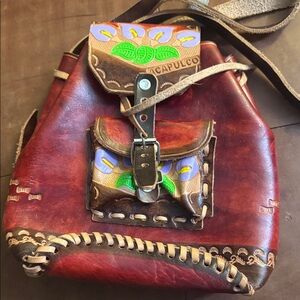 Handcrafted Red-Brown Authentic Mexican Leather Women’s Backpack